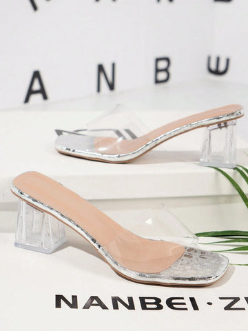 Trendy High-End Transparent Strappy High Heels Women Sandals shein