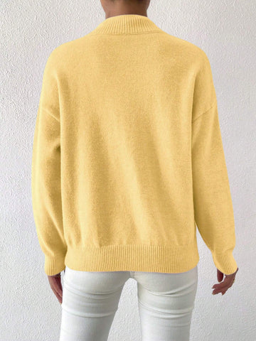 Essnce Mock Neck Drop Shoulder Sweater shein