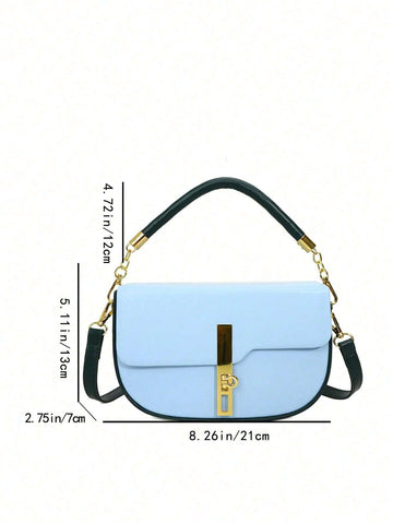 Fashionable Color-Block Commuter Satchel Bag With Flap For Work shein