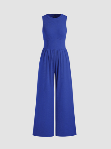 Solid Sleeveless Wide Leg Jumpsuit cider