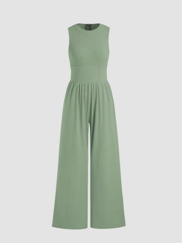 Solid Sleeveless Wide Leg Jumpsuit cider