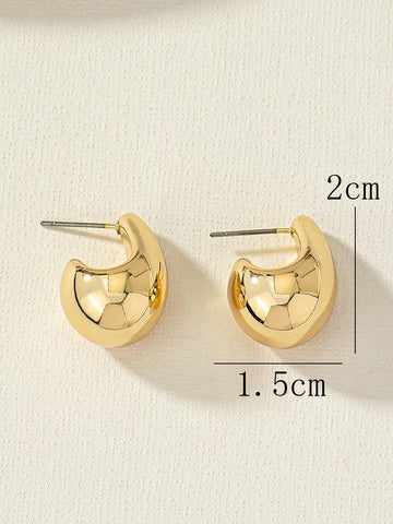 1pair Simple & Luxurious Silver Arc-shaped Earrings shein