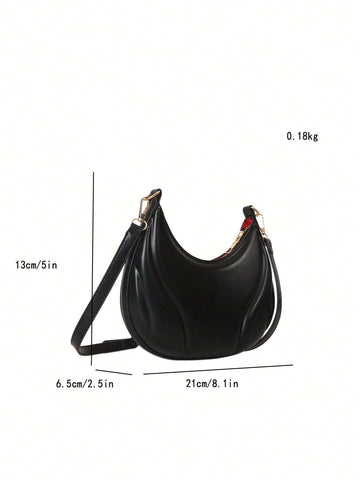 1pc Solid Color Zipper Pu Leather Fashionable Sling Bag shein