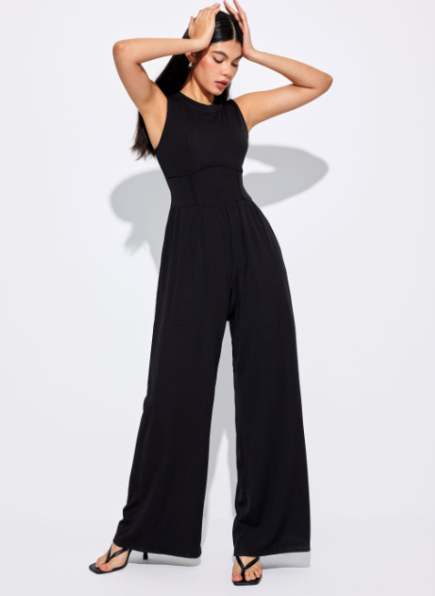 Solid Sleeveless Wide Leg Jumpsuit cider