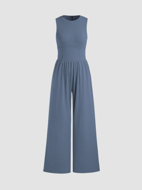 Solid Sleeveless Wide Leg Jumpsuit cider