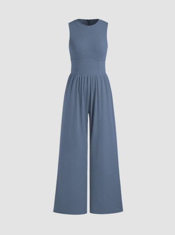 Solid Sleeveless Wide Leg Jumpsuit cider