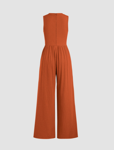 Solid Sleeveless Wide Leg Jumpsuit cider