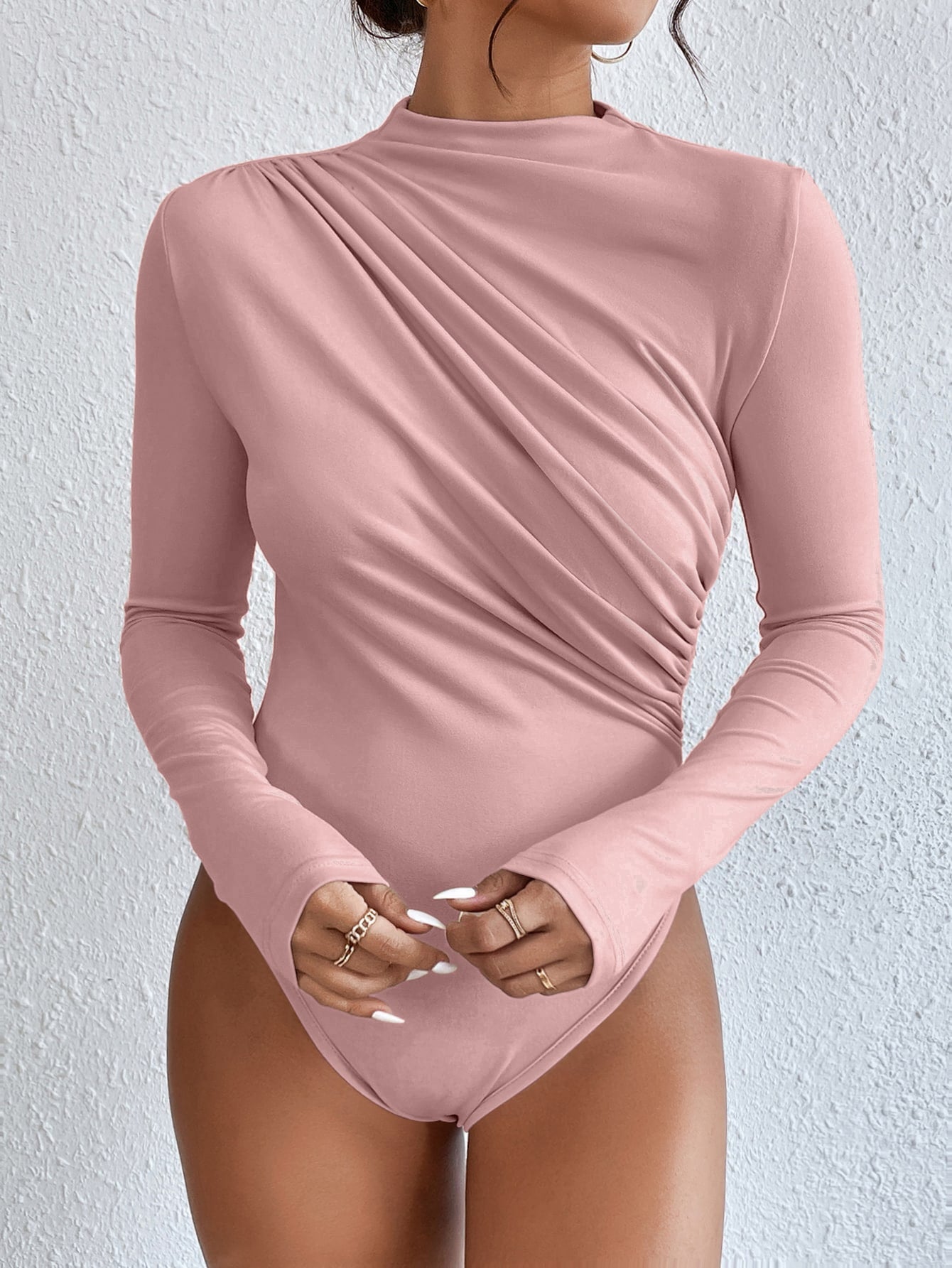 Frenchy Ruched Slim Fit Bodysuit shein