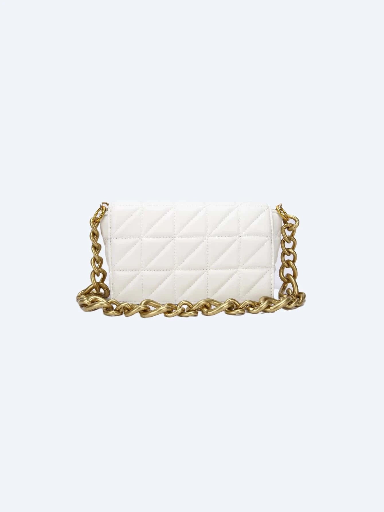 Geometric Quilted Chain Flap Square Bag shein