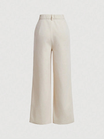 MOD Seam Front Wide Leg Pants shein