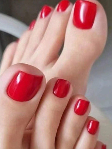 Revamp Your Nails Short Square Fake Toe Nails shein