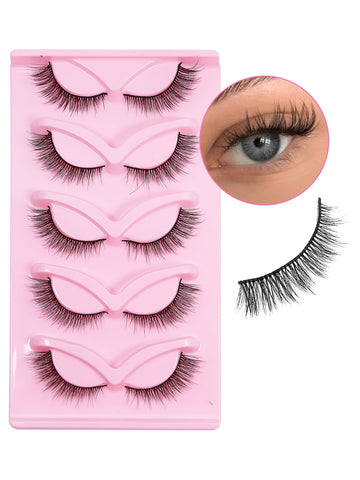 5pairs Natural Slanted False Eyelashes shein