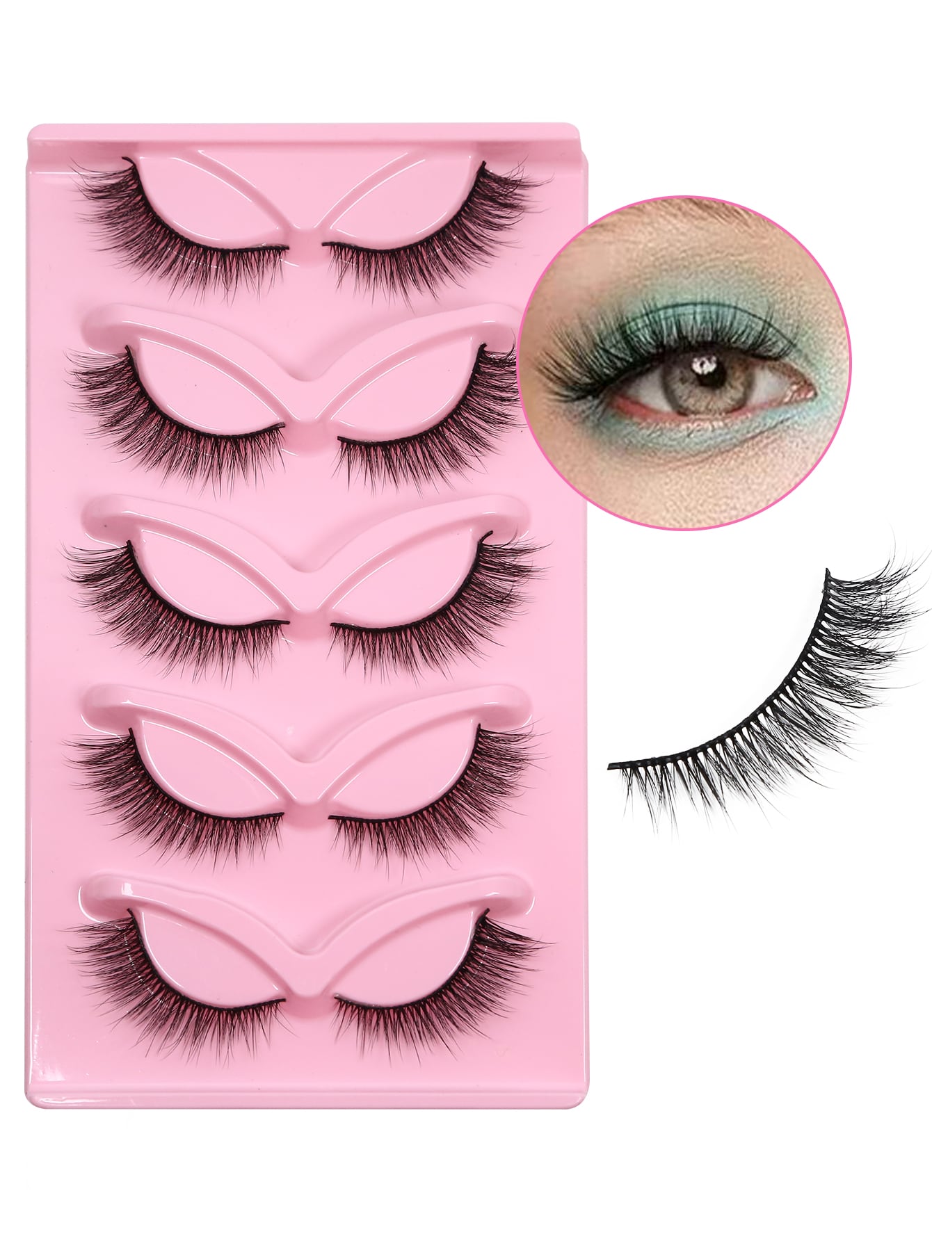 5pairs/set 3d Artificial Mink Fur False Eyelashes shein