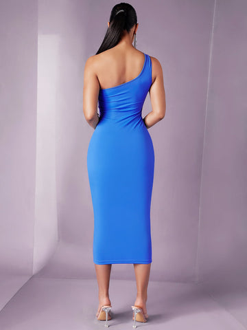 BAE One Shoulder Solid Bodycon Dress shein