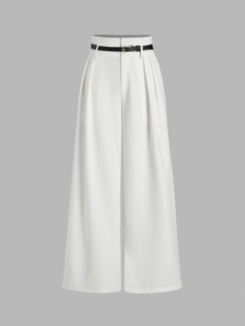 Belted Pleated Wide Leg Trousers cider