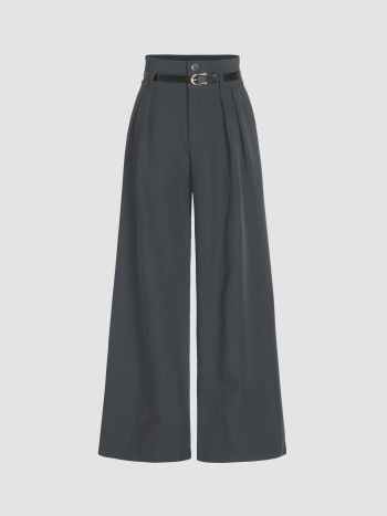 Belted Pleated Wide Leg Trousers cider