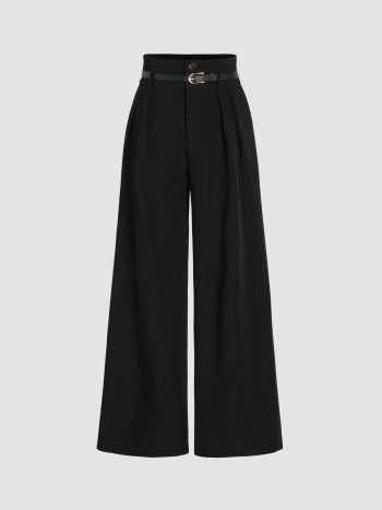 Belted Pleated Wide Leg Trousers cider