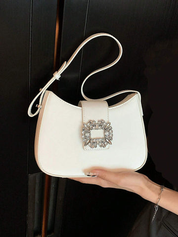 Fashionable Shoulder Bag With Rhinestone Decoration Underarm Bag Shein