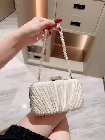 Luxury, Shiny Artificial Pearl Clutch Box Bag Shein