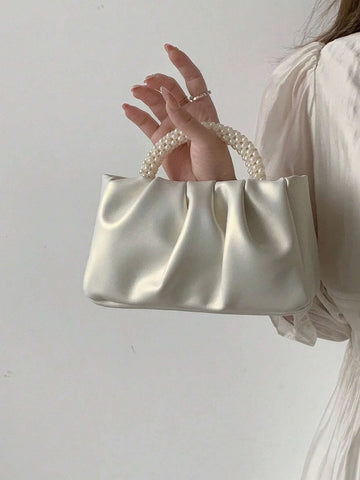 Small Ruched Bag Faux Pearl Decor Shein