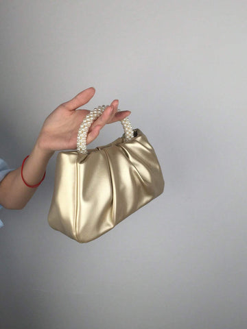 Small Ruched Bag Faux Pearl Decor Shein